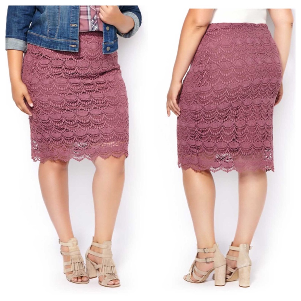 Pennington’s Plus Size Dusty Rose Pink Lace Skirt